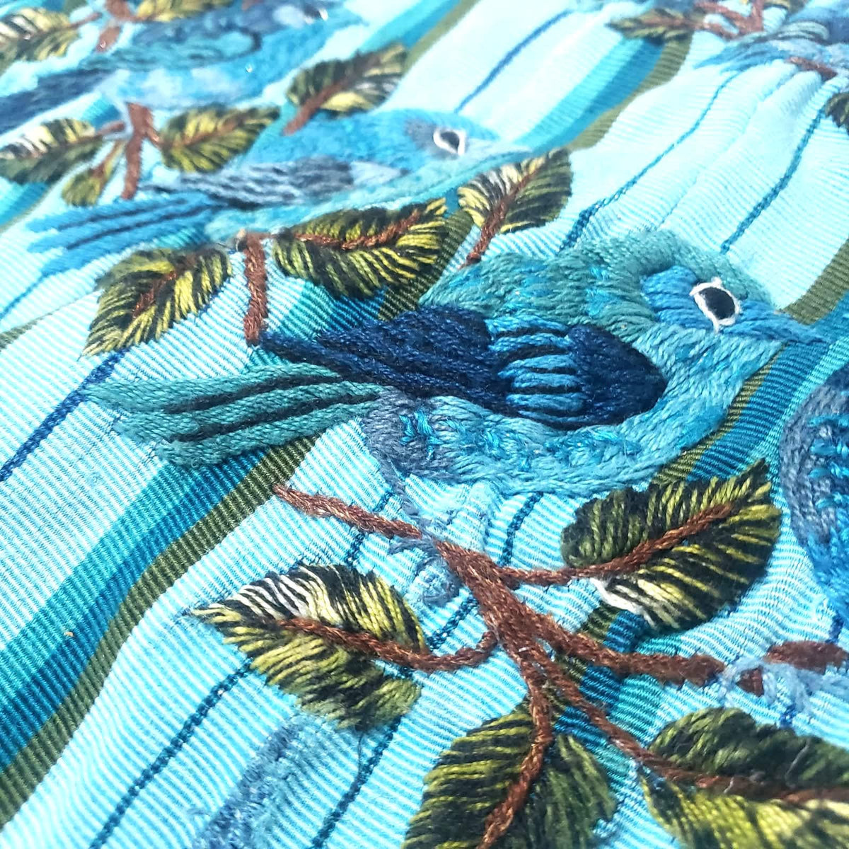 Teal Bird Embroidered Huipil Top, Authentic Santiago Atitlan Guatemalan Blouse, Artisan Handwoven Bird Collar Shirt Size Small