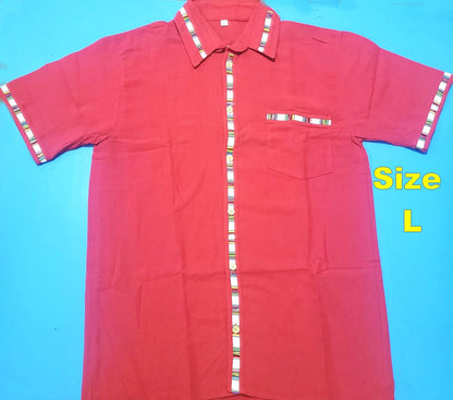 Men's Handwoven Accent Button Down Shirt, Guatemalan Fair Trade Short Sleeve Top, Breathable Cotton Summer Shirt