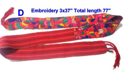 Hand-Embroidered Guatemalan Faja Belt, Upcycled Handwoven Mayan Sash, Floral Folk Art Strap for Crafts & Fashion, 3" Wide
