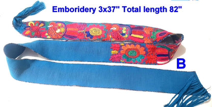 Hand-Embroidered Guatemalan Faja Belt, Upcycled Handwoven Mayan Sash, Floral Folk Art Strap for Crafts & Fashion, 3" Wide