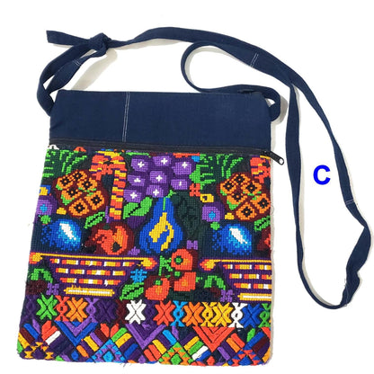 Upcycled Guatemalan Huipil Crossbody Bag | Handwoven Floral Shoulder Purse | Boho Artisan Canvas Travel Bag | Sustainable Mayan Gift for Her
