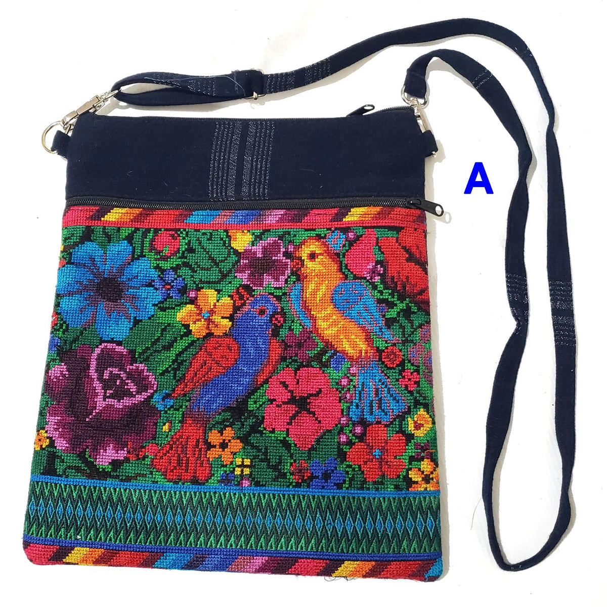 Upcycled Guatemalan Huipil Crossbody Bag | Handwoven Floral Shoulder Purse | Boho Artisan Canvas Travel Bag | Sustainable Mayan Gift for Her