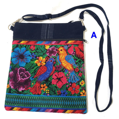 Upcycled Guatemalan Huipil Crossbody Bag | Handwoven Floral Shoulder Purse | Boho Artisan Canvas Travel Bag | Sustainable Mayan Gift for Her