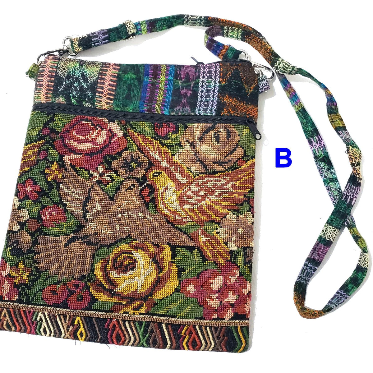 Upcycled Guatemalan Huipil Crossbody Bag | Handwoven Floral Shoulder Purse | Boho Artisan Canvas Travel Bag | Sustainable Mayan Gift for Her