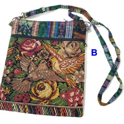 Upcycled Guatemalan Huipil Crossbody Bag | Handwoven Floral Shoulder Purse | Boho Artisan Canvas Travel Bag | Sustainable Mayan Gift for Her