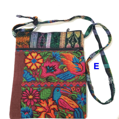 Upcycled Guatemalan Huipil Crossbody Bag | Handwoven Floral Shoulder Purse | Boho Artisan Canvas Travel Bag | Sustainable Mayan Gift for Her