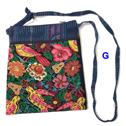 Upcycled Guatemalan Huipil Crossbody Bag | Handwoven Floral Shoulder Purse | Boho Artisan Canvas Travel Bag | Sustainable Mayan Gift for Her