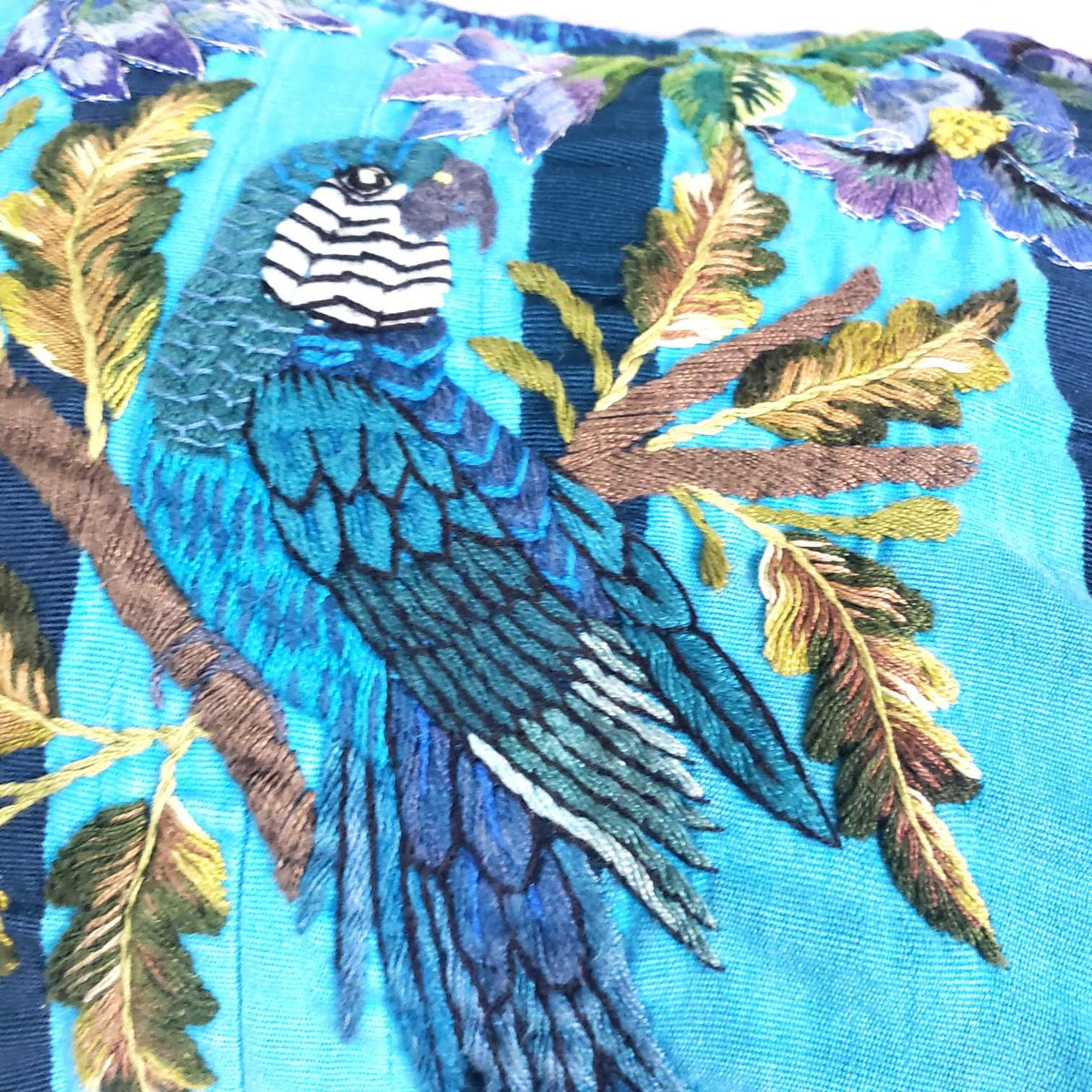 Yellow Guatemalan Lumbar Pillow Cover | Vintage Mayan Embroidered Bird Cushion | 14X18 Santiago Atitlan Upcycled Textile Pillow
