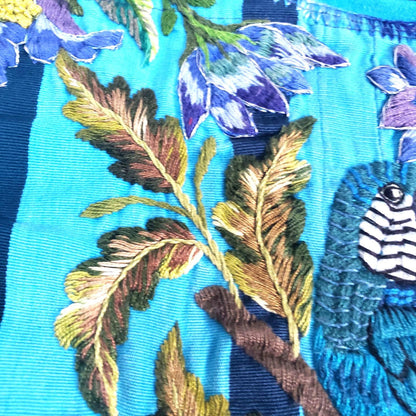 Yellow Guatemalan Lumbar Pillow Cover | Vintage Mayan Embroidered Bird Cushion | 14X18 Santiago Atitlan Upcycled Textile Pillow
