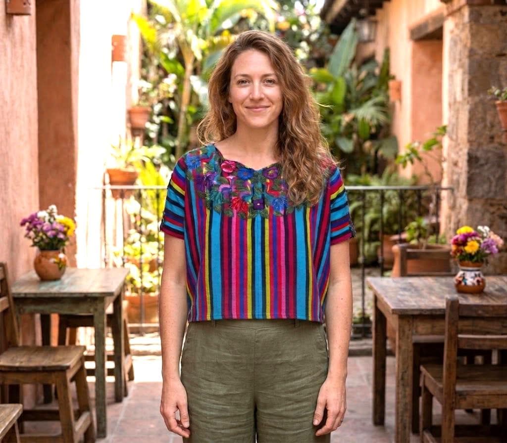 Hand-Embroidered Mayan Huipil Blouse | Santiago Atitlan Colorful Peacock Top | Traditional Handwoven Guatemalan Shirt