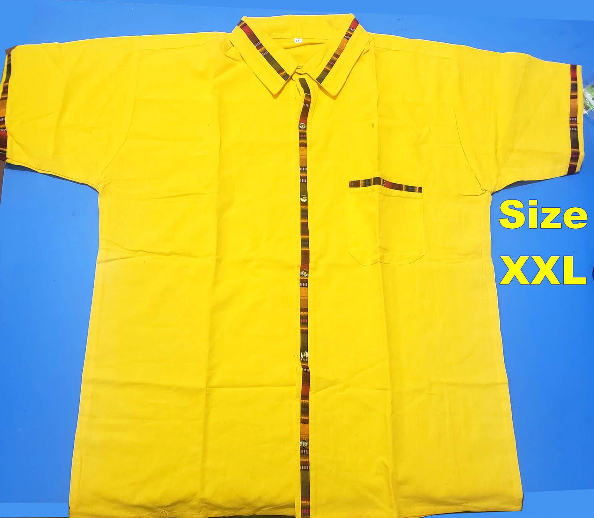 Men's Handwoven Accent Button Down Shirt, Guatemalan Fair Trade Short Sleeve Top, Breathable Cotton Summer Shirt