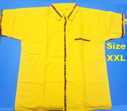 Men's Handwoven Accent Button Down Shirt, Guatemalan Fair Trade Short Sleeve Top, Breathable Cotton Summer Shirt