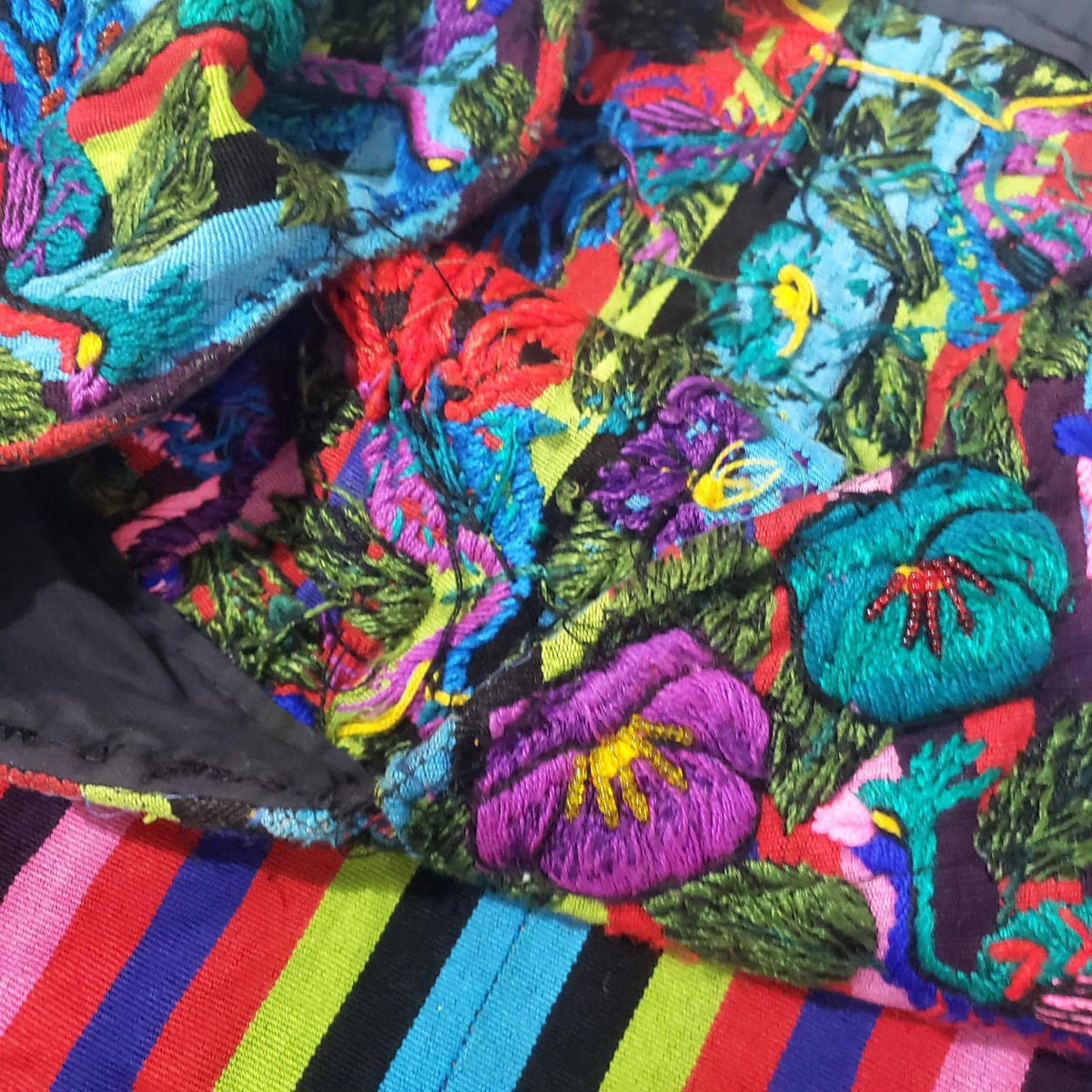 Hand-Embroidered Mayan Huipil Blouse | Santiago Atitlan Colorful Peacock Top | Traditional Handwoven Guatemalan Shirt