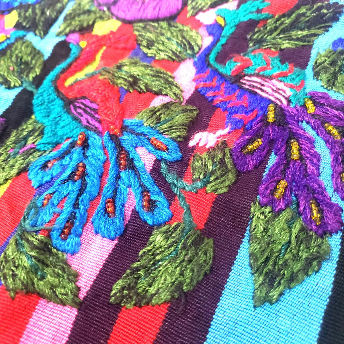 Hand-Embroidered Mayan Huipil Blouse | Santiago Atitlan Colorful Peacock Top | Traditional Handwoven Guatemalan Shirt