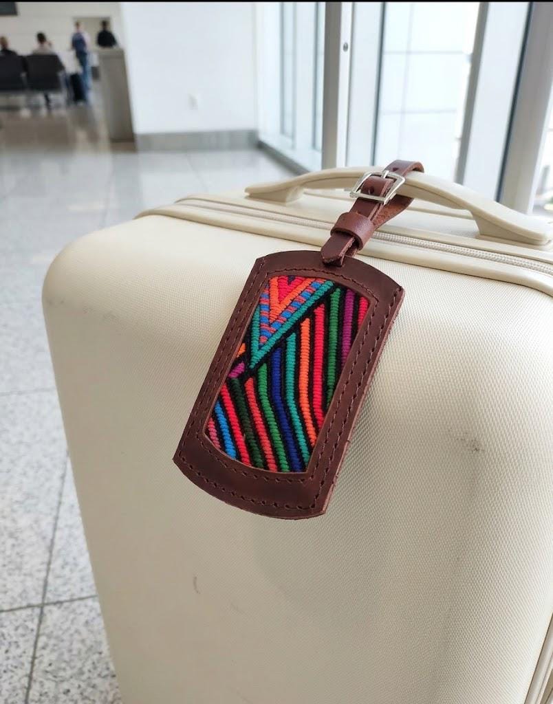 Handwoven Guatemalan Huipil Luggage Tag – Upcycled Textile Travel ID (Fair Trade)