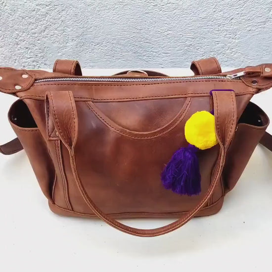 Dark Brown Leather Convertible Backpack: Full Grain Crossbody Bag