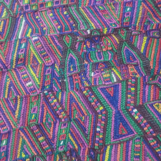Vintage HEAVY GREEN Handmade Weaved Cotton -NEBAJ Huipil- Birds Horses and Geometric Patterns