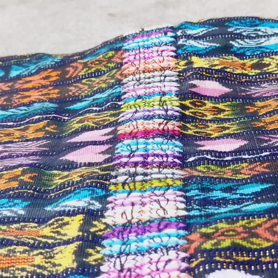 New Unique Handmade Weaved WOOL and Cotton Textile, Multicolor SOLOLA Corte, Fabric Per Yard