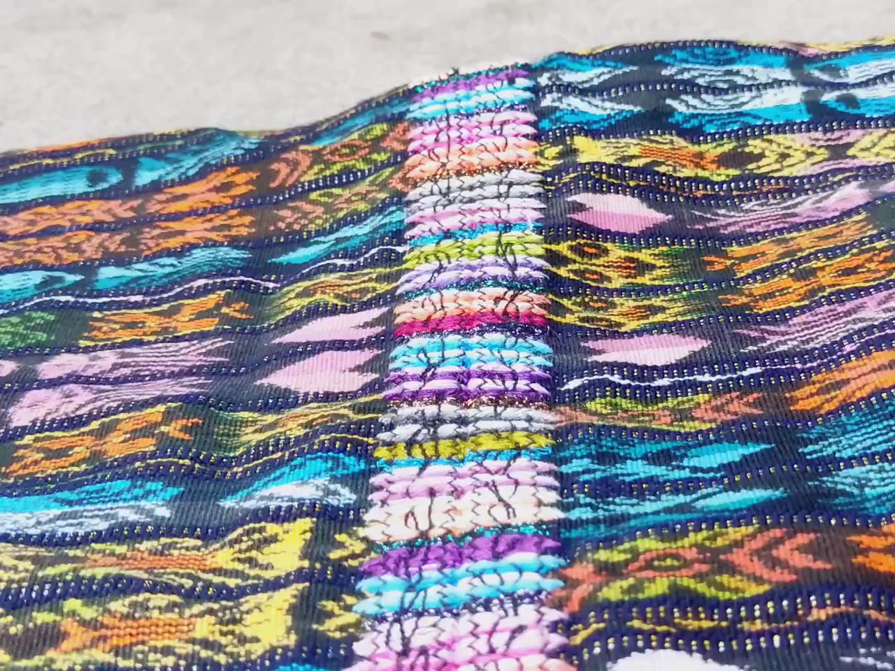 New Unique Handmade Weaved WOOL and Cotton Textile, Multicolor SOLOLA Corte, Fabric Per Yard