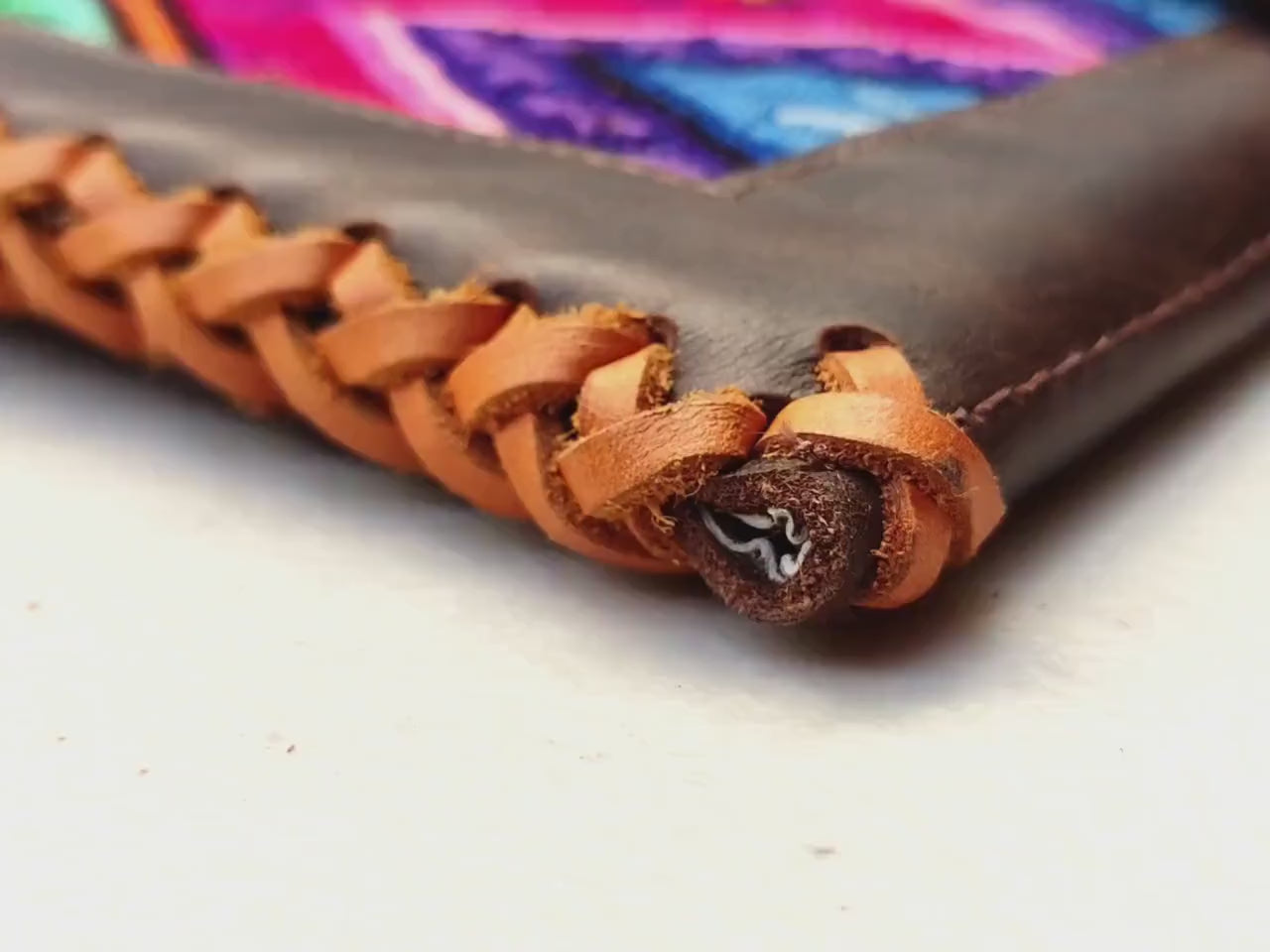Aesthetic Woman Guatemalan Leather Huipil CROSSBODY Wristlet CLUTCH PURSE - 100% Cotton Lining Purse