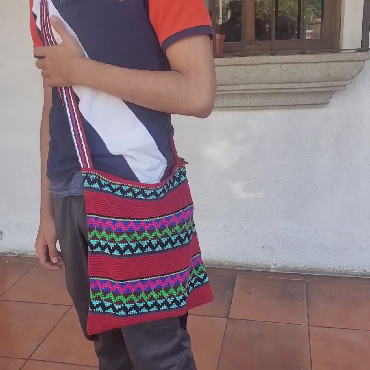 Guatemalan handmade cotton crocheted crossbody bag