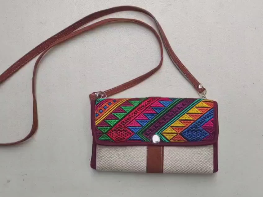Guatemalan Huipil Crossbody PURSE, Handcrafted Upcycled Traditional Fabric, CHICHICASTENANGO Shoulder Purse NO Leather