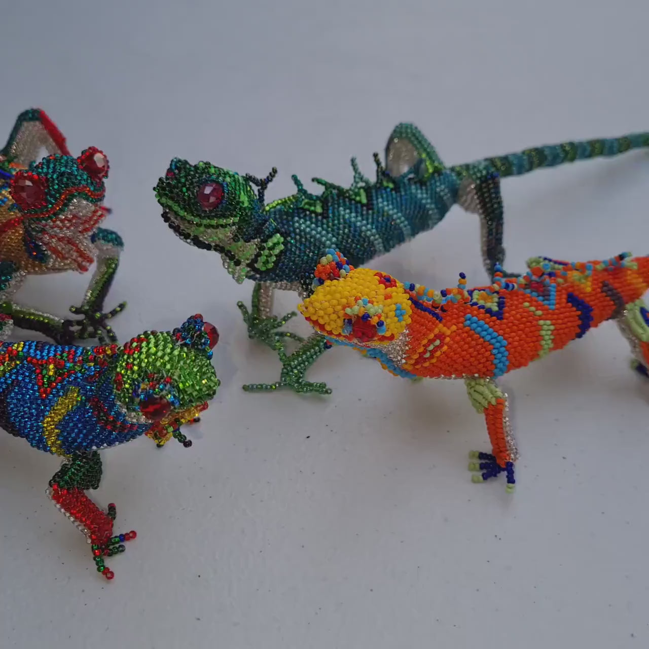 Czech Glass Hand Beaded IGUANA,  LIZARD  ALLIGATOR Ornament, Atitlan Art