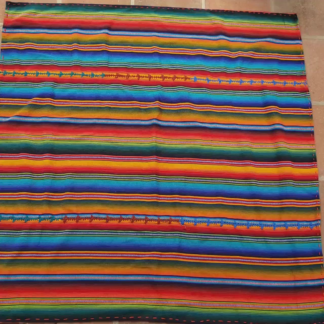 Guatemalan Handwoven RAINBOW TSUTE - Multicolor Tablecloth - Throw