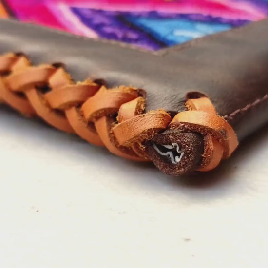 Guatemalan Leather Huipil CROSSBODY Bag, Artisan Crafted Mayan Textile PURSE