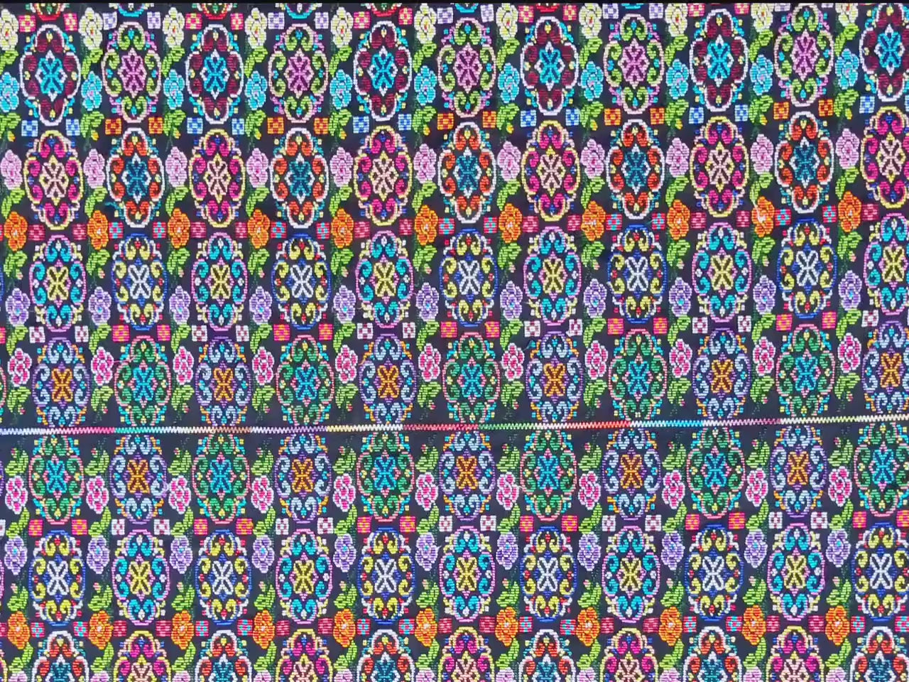 Unique Guatemala Handmade WEAVED Cotton multicolor ZUNIL Corte -Fabric per yard-