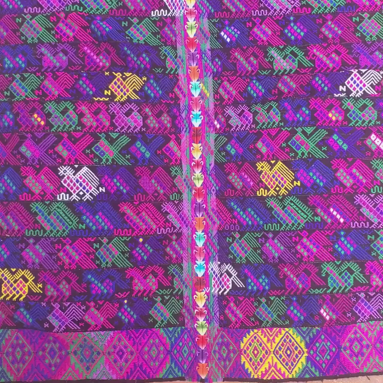 Guatemalan Purple Roosters and Horses TSUTE- tablecloth - Throw -Santo Domingo Xenacoj