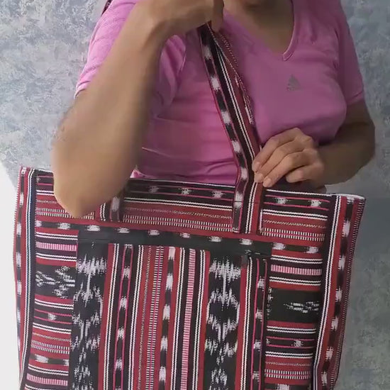 Guatemalan Cotton Handwoven IKAT Tote SHOPPING BAG. Variety Colors Available