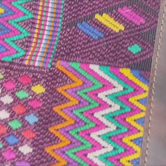 Guatemalan Leather Huipil Crossbody Clutch: Mayan Weave, Fair Trade