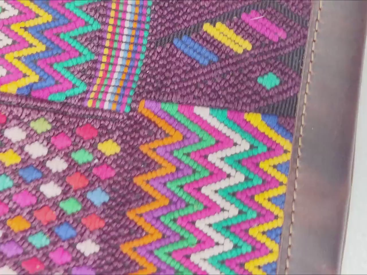 Guatemalan Leather Huipil Crossbody Clutch: Mayan Weave, Fair Trade