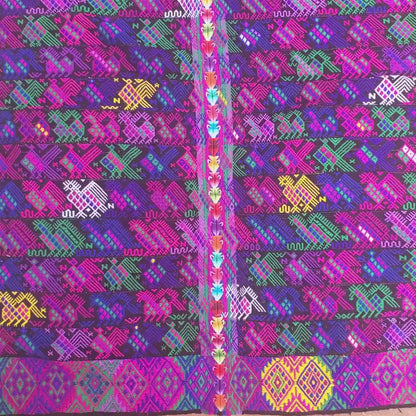 Guatemalan Purple Roosters and Horses sute - tablecloth - throw -Santo Domingo Xenacoj