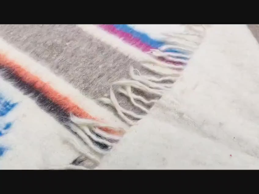 Organic PONCHO Wool GUATEMALAN BLANKET For Winter Season -Traditional Blanket Made In Momostenango