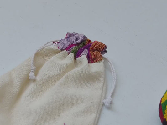 Set of 4 Handmade Guatemalan HACKY SACKS, Crocheted Cotton Juggling Balls with STORAGE Bag