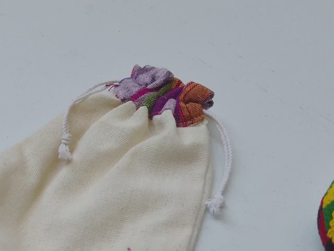 Set of 4 Handmade Guatemalan HACKY SACKS, Crocheted Cotton Juggling Balls with STORAGE Bag