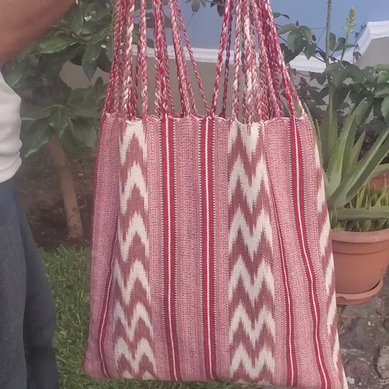 Guatemalan IKAT Hammock BAG with Braided Handles . Variety Colors Available