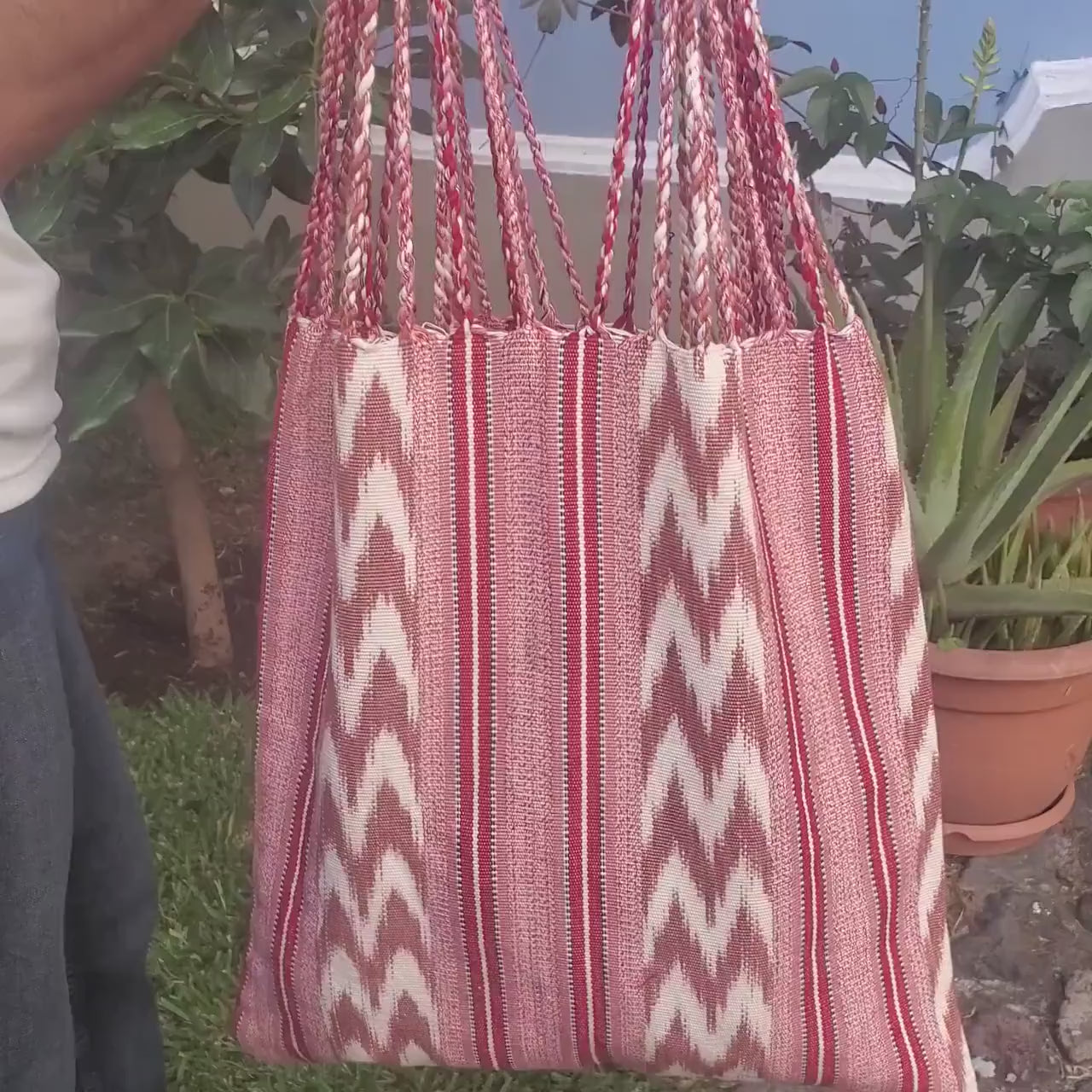 Guatemalan IKAT Hammock BAG with Braided Handles . Variety Colors Available