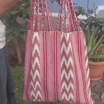 Guatemalan IKAT Hammock BAG with Braided Handles . Variety Colors Available