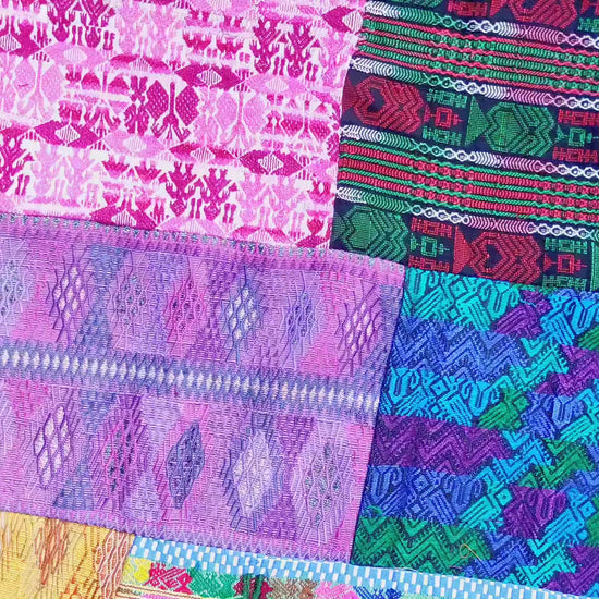 Guatemalan multicolor PATCHWORK QUILT Huipil throw