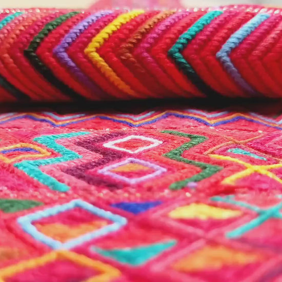 Vintage Red Unique Guatemala Handmade WEAVED Cotton SASH CINTA from Aguacatan