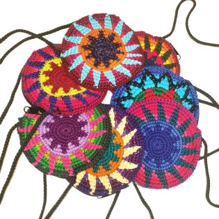 Round crocheted cotton coin purse