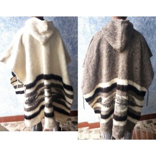 Guatemalan Wool Poncho, Momostenango Hand Woven serape with hood, heavy weight poncho, winter poncho