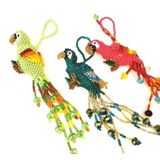 Czech Glass Hand Beaded Parrots Ornament -Hanging decor-