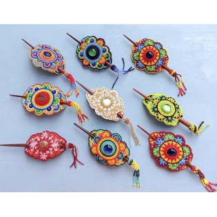 Beaded hair accesory clip barrette Guatemala with Wooden Stick