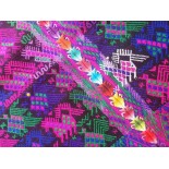 Guatemalan Purple Roosters and Horses sute - tablecloth - throw -Santo Domingo Xenacoj