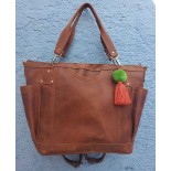 Convertible backpack crossbody day bag diaper genuine leather dark brown color