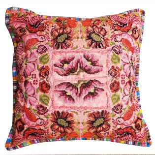 Guatemalan upcycled floral huipil pillow case cushion cover 19x19 inches